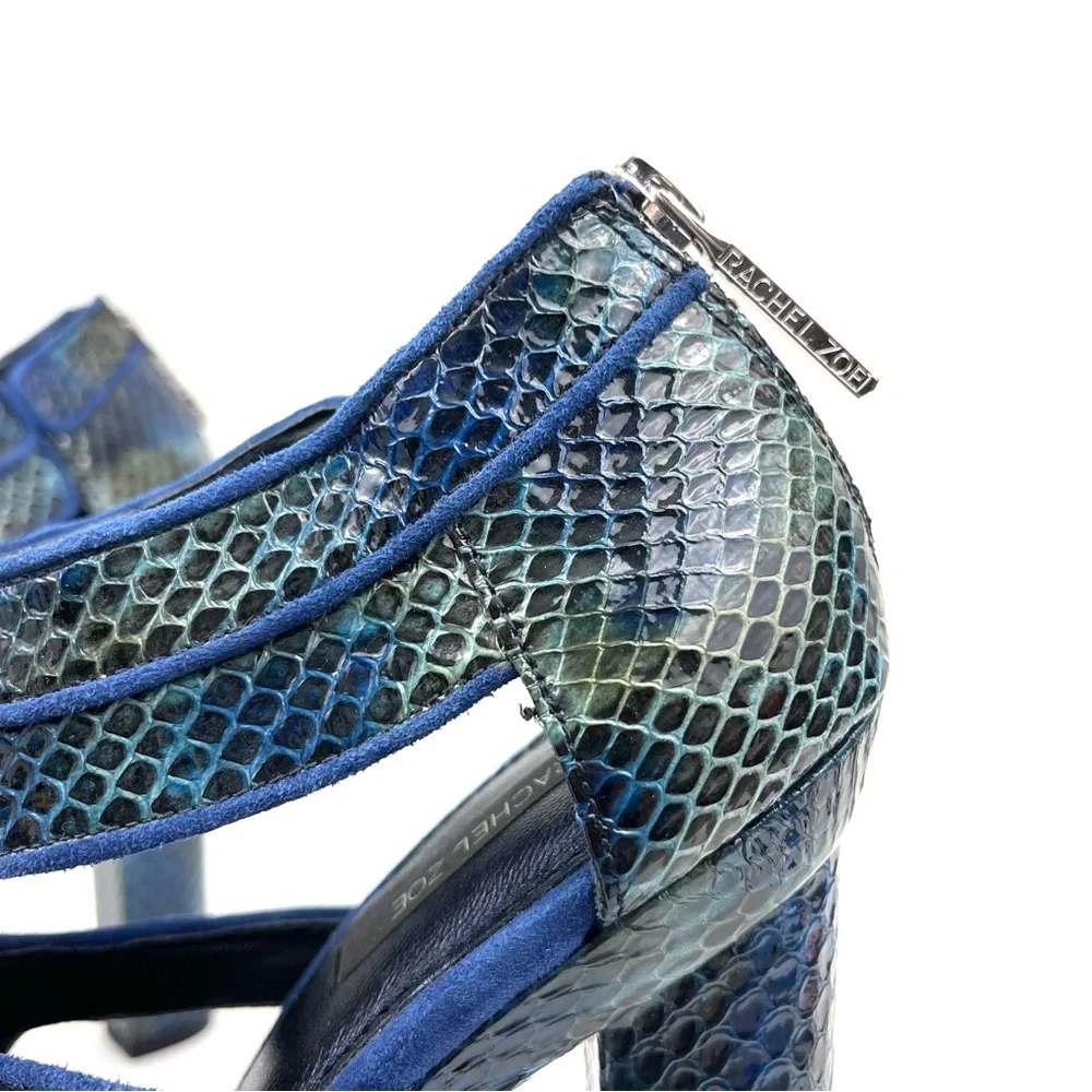 Rachel Zoe Peggy Snakeskin Suede Leather Platform Heels